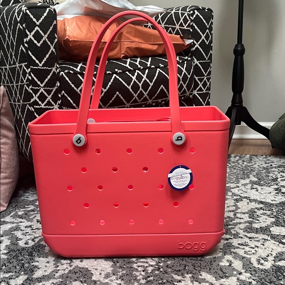 NWT Large Bogg Bag-Two Clear Pouches-Coral